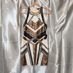 Aztec Sequin Bodycon Mini Dress | Express